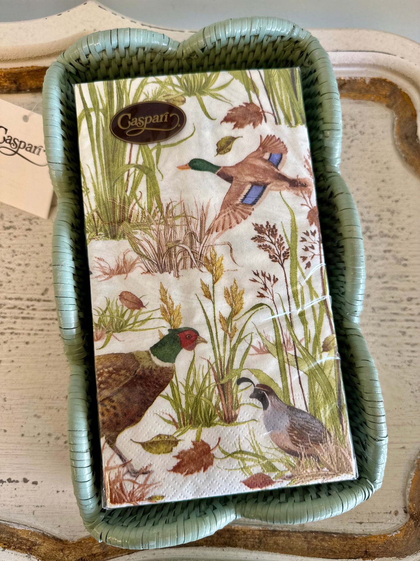 Caspari Guest Towel Napkins - Birds of a Feather