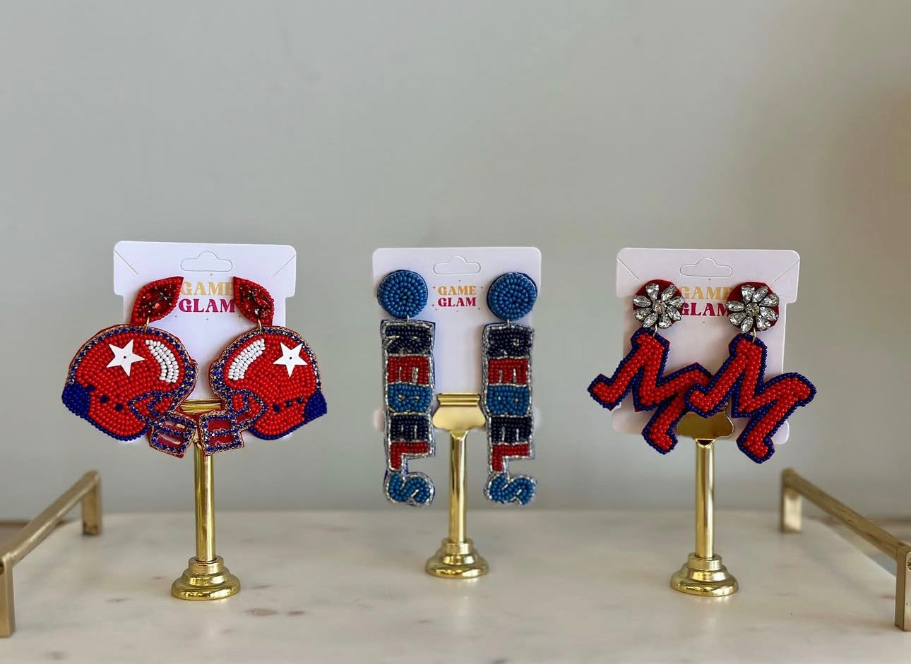 Ole Miss Rebels Beaded Earrings