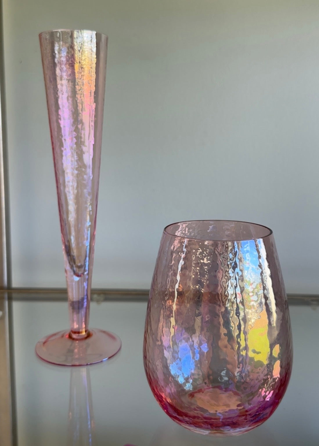 Luster Pink Champagne Flute