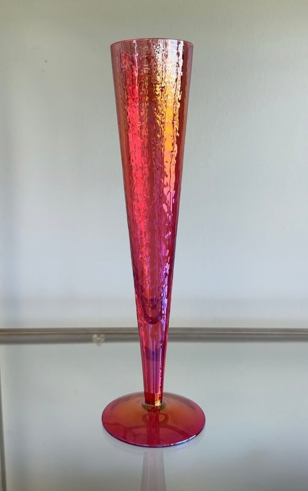 Luster Red Champagne Flutes