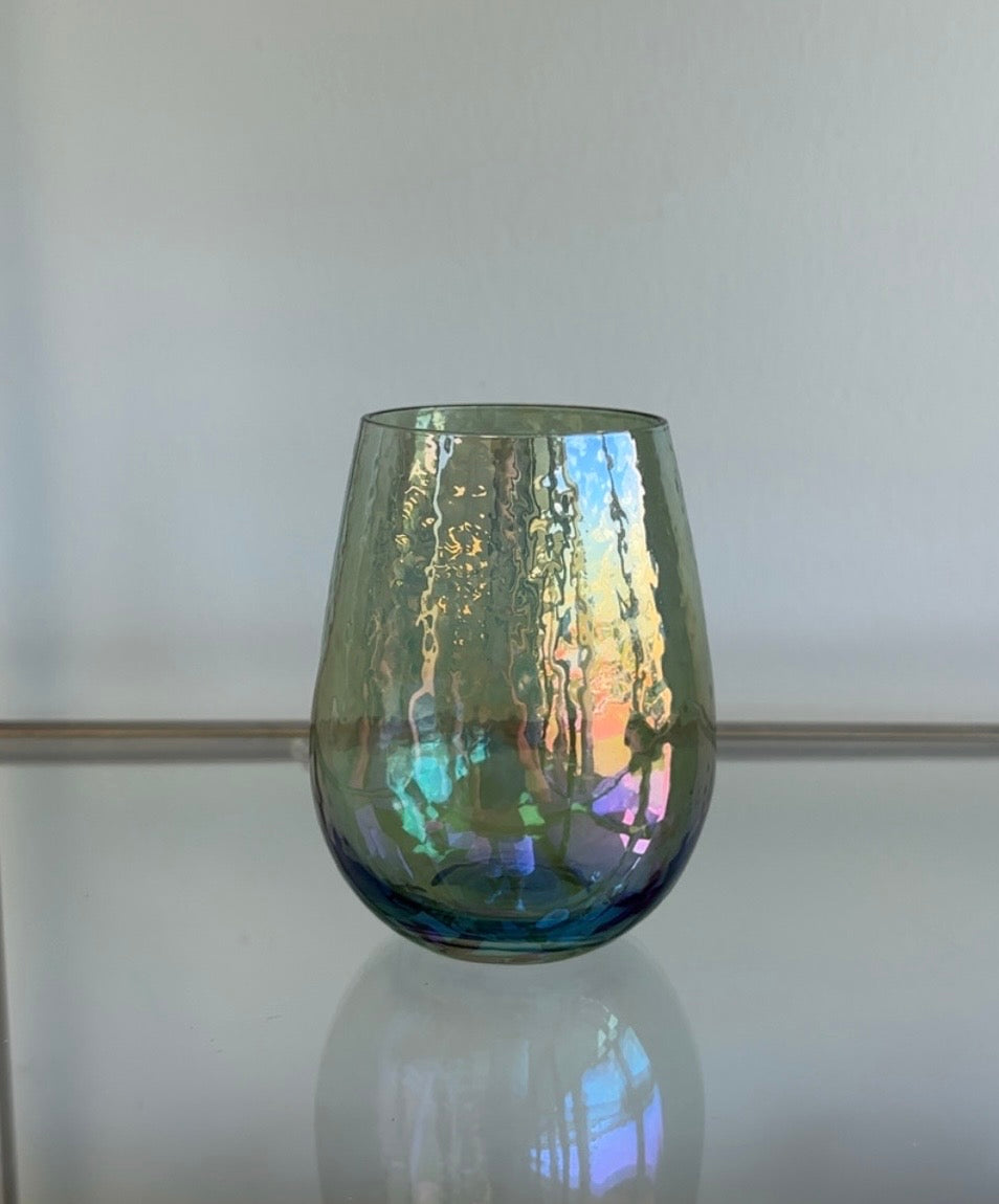 Luster Blue Stemless Wine Glass