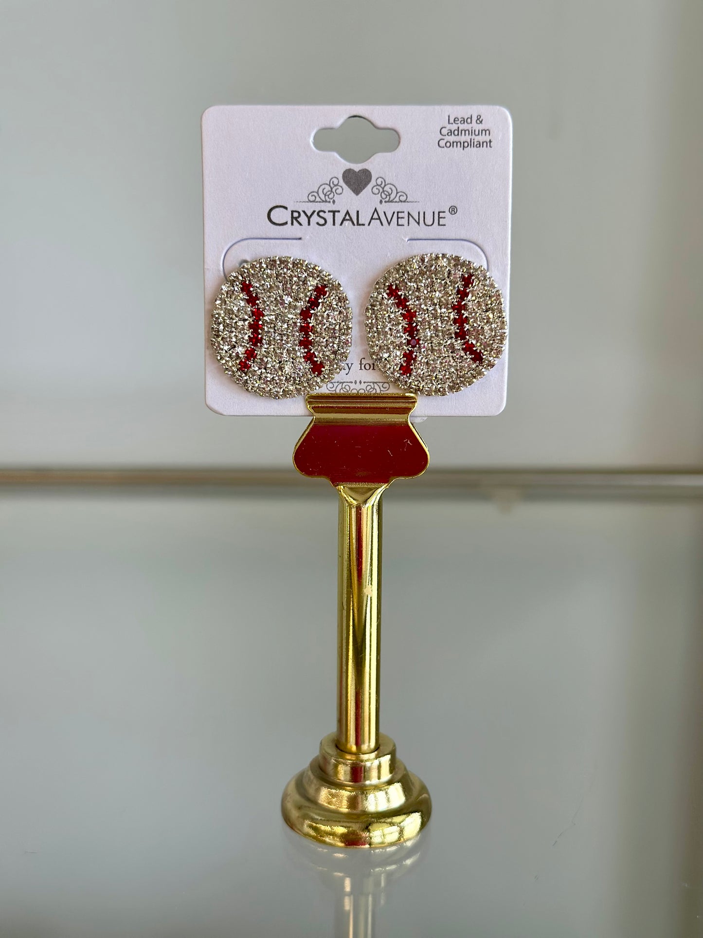 Rhinestone Stud Baseball Earrings