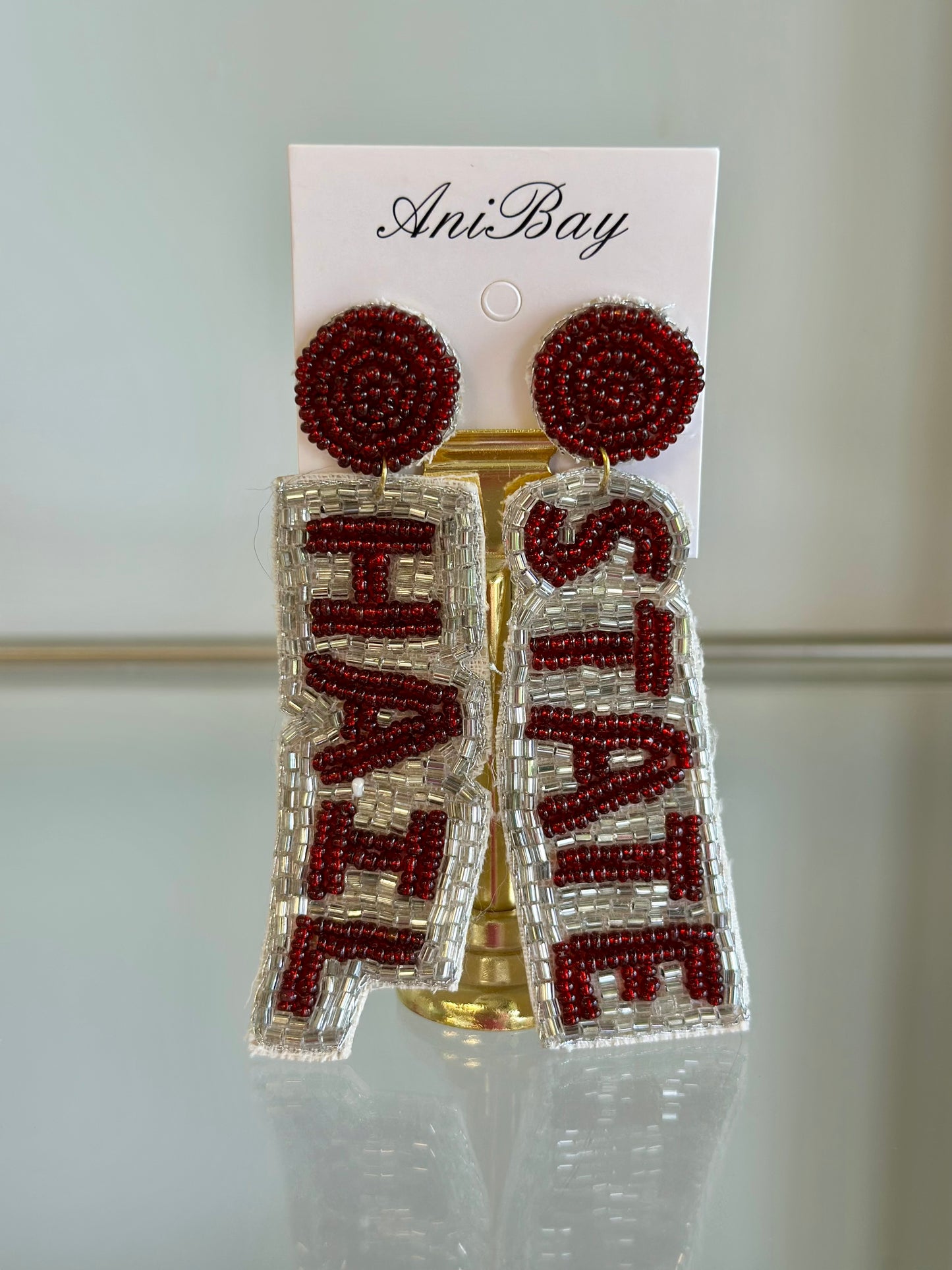 Beaded Hail State Earrings