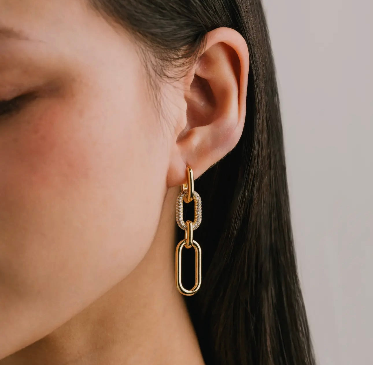 Lover's Tempo Solana Paperclip Triple Drop Hoop Earrings