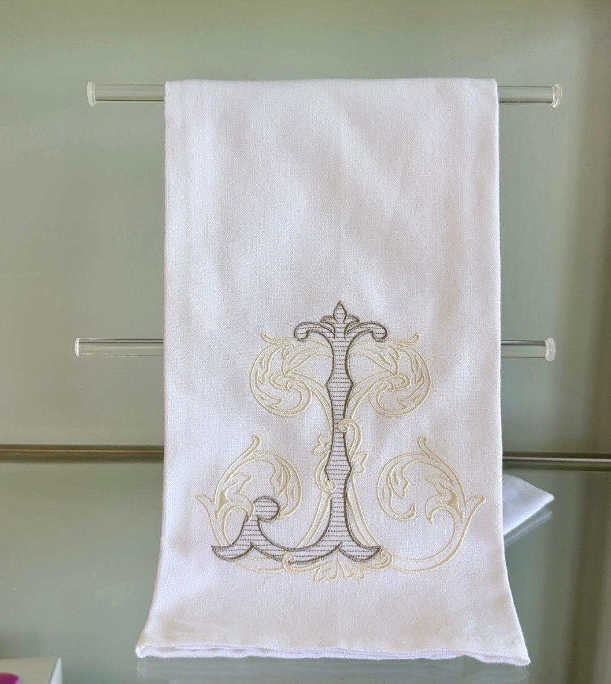 Double Vine Hand Towel - J Initial