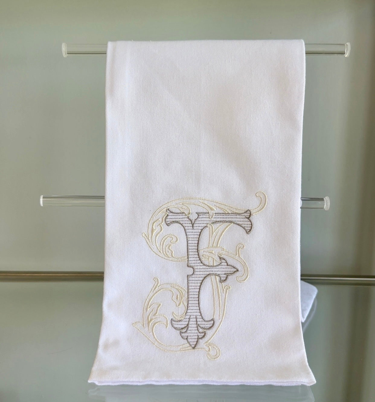 Double Vine Hand Towel - F Initial