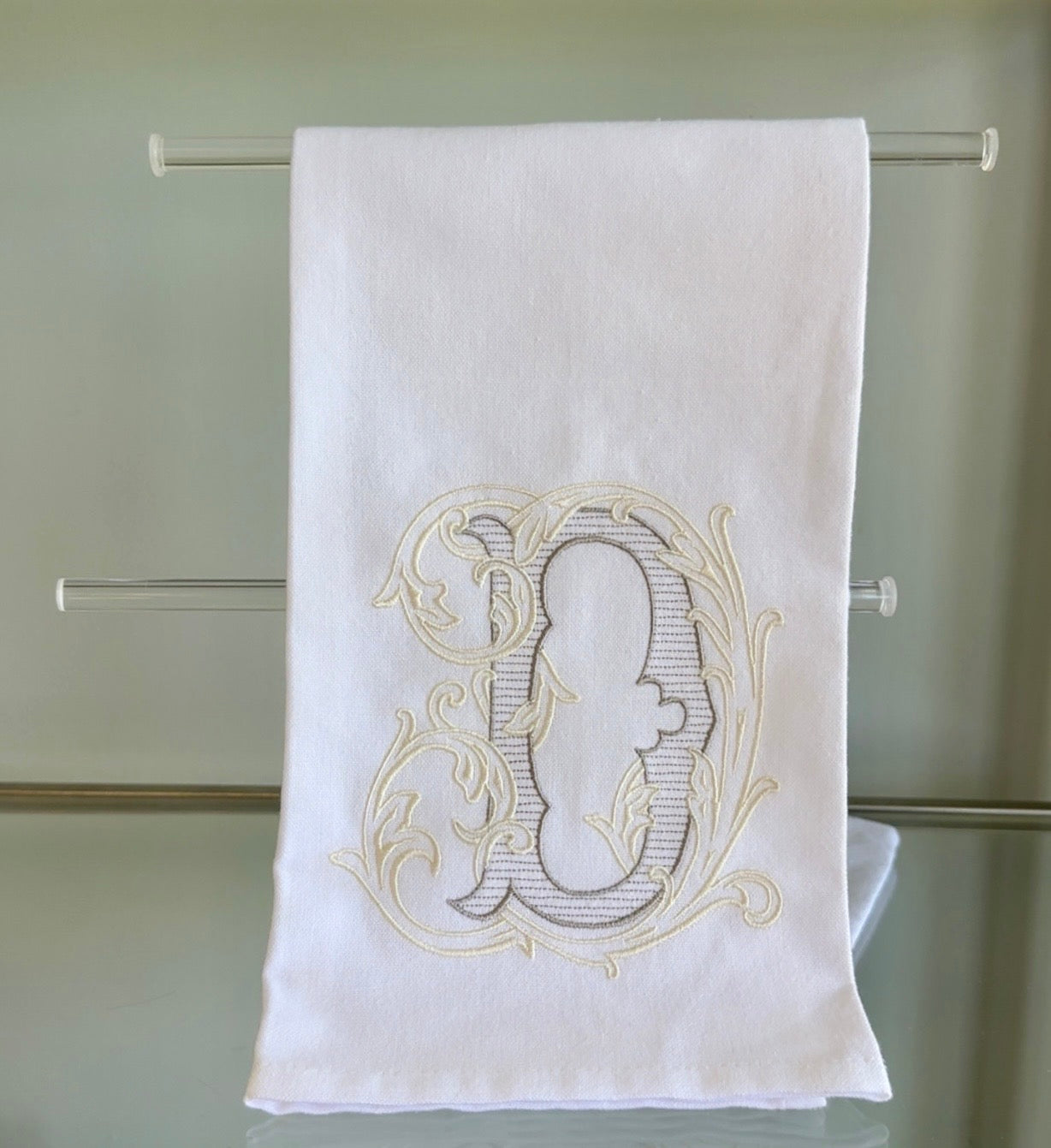 Double Vine Hand Towel - D Initial