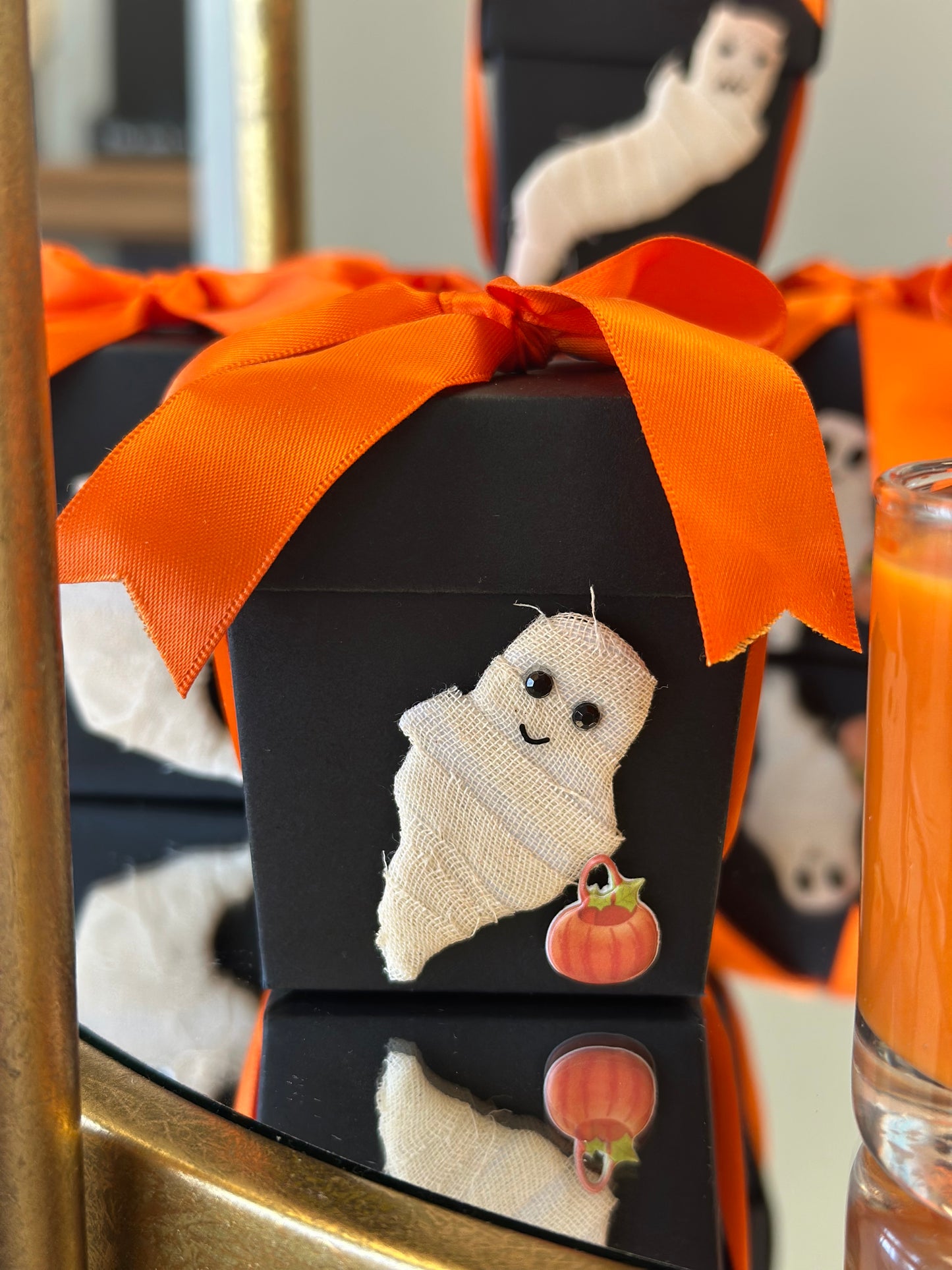 Halloween Votive - Ghost with Pumpkin