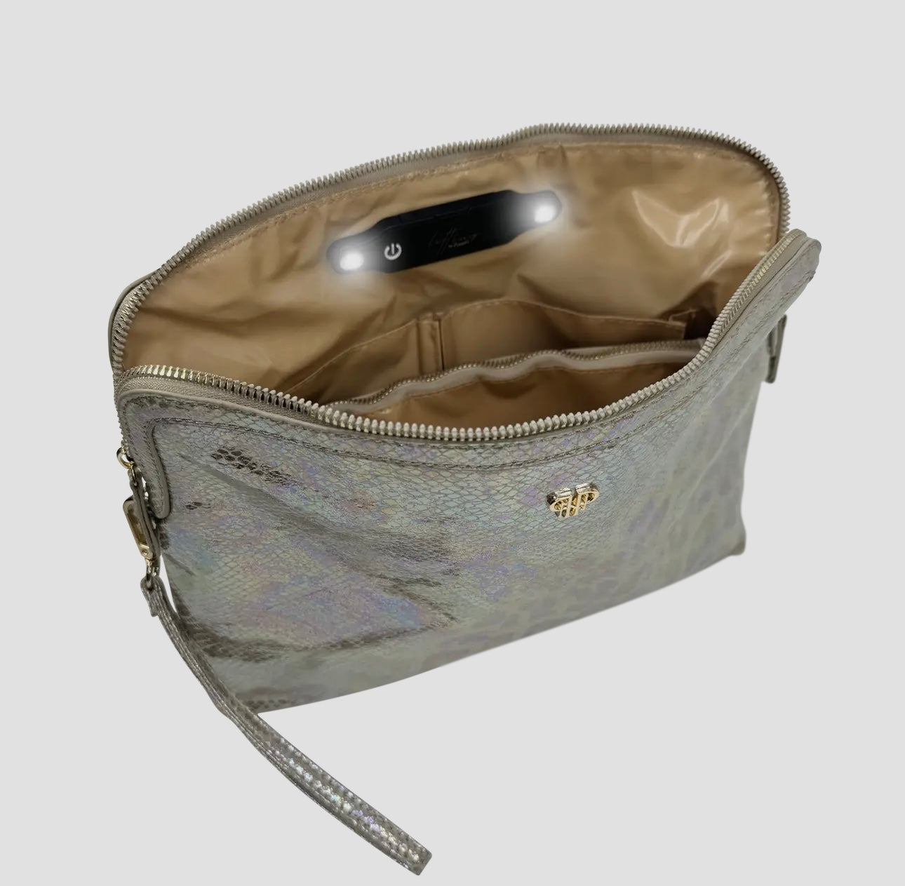 PurseN Wristlet Makeup Case - Glimmer Leopard with light