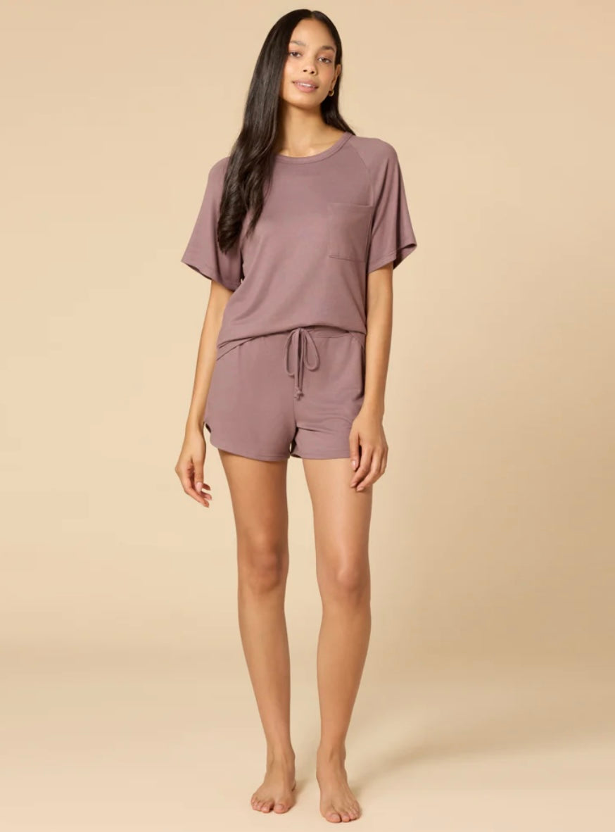 Softies Dream Slouchy Tee Top with Shorts Set - Driftwood