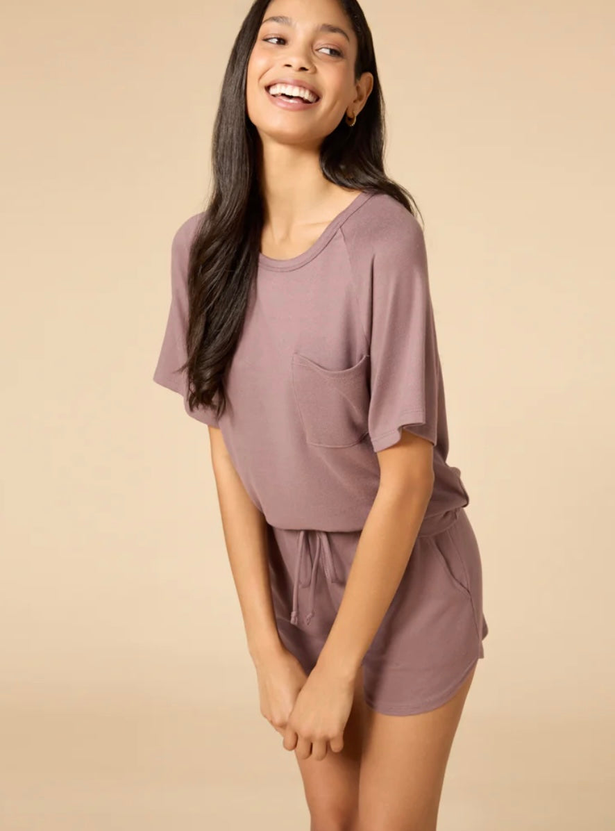 Softies Dream Slouchy Tee Top with Shorts Set - Driftwood