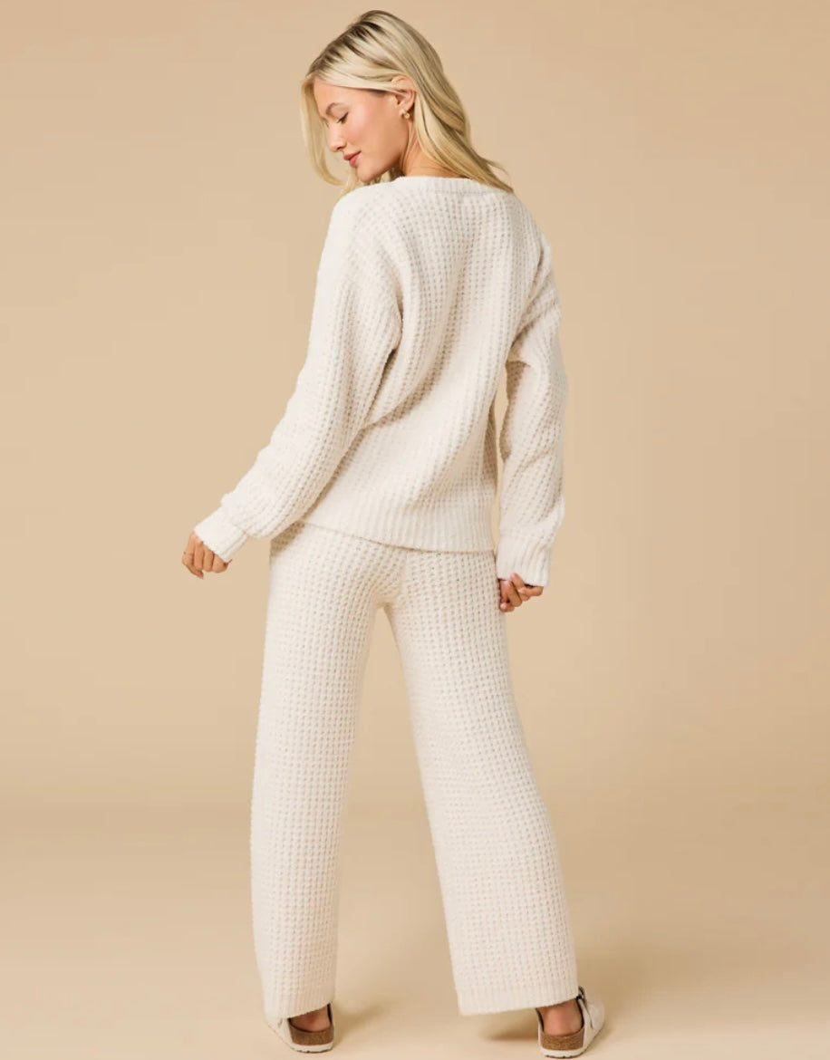 Softies Marshmallow V-Neck Luxe Lounge Set - Almond