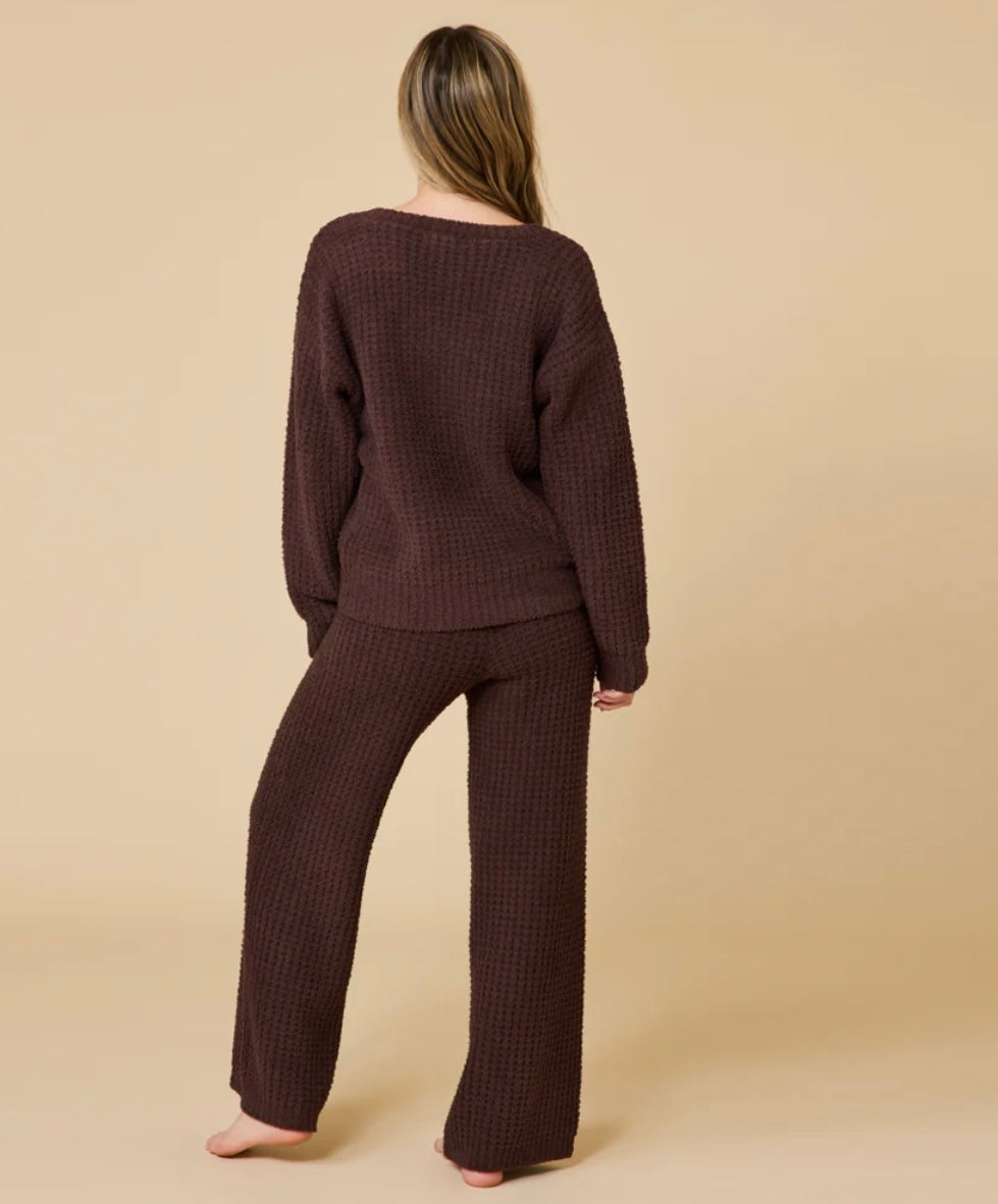 Softies Marshmallow V-Neck Luxe Lounge Set - Espresso