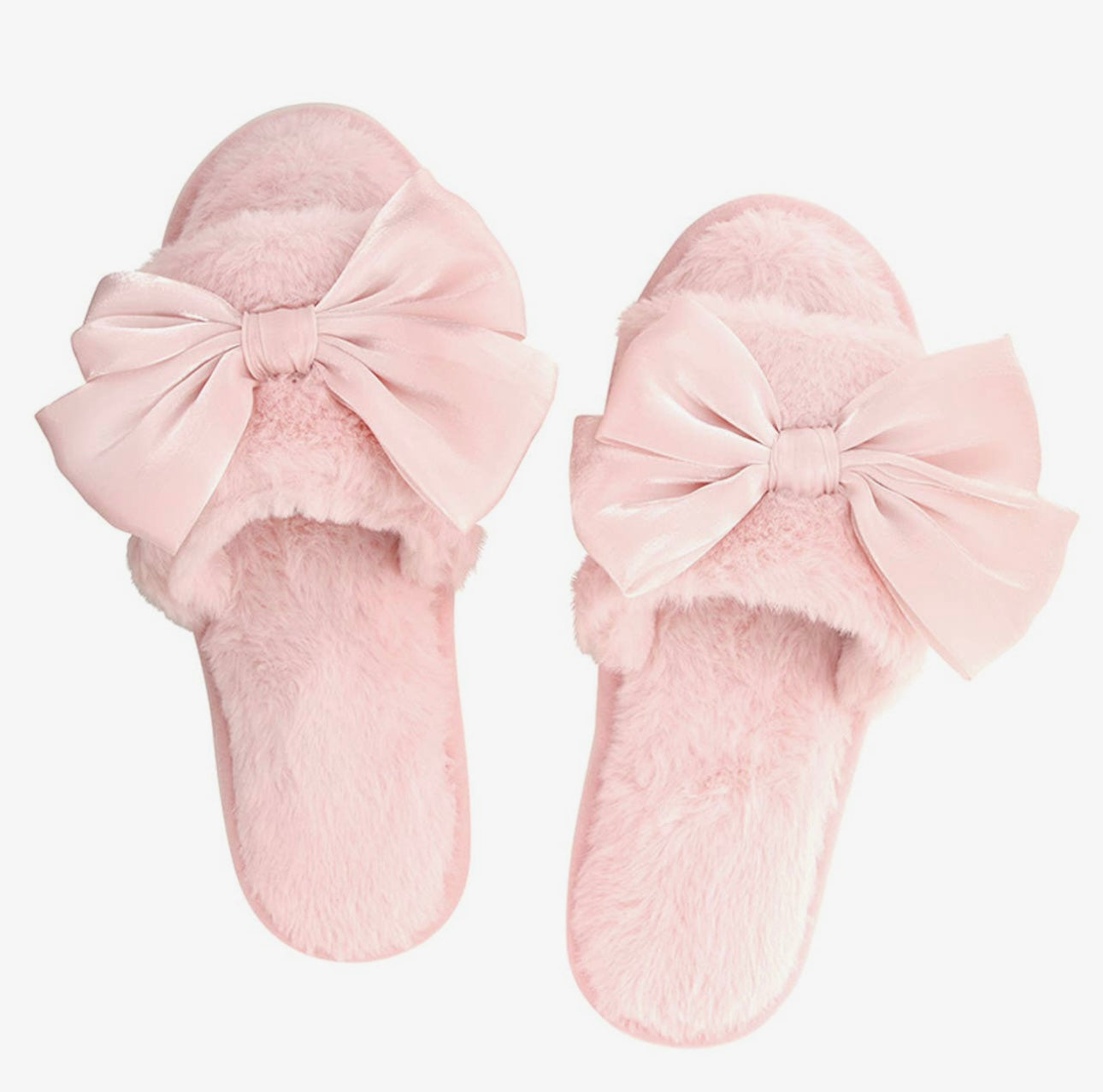 Bella Sleep + Spa - Plush Slippers - Light Blush Bow