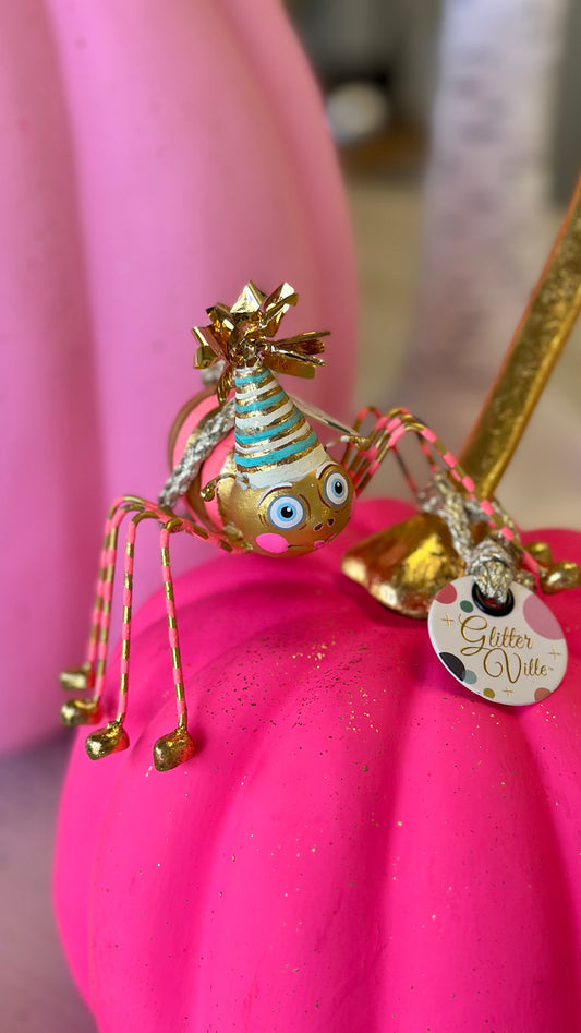 Glitterville Spinderella Ornament - Coral