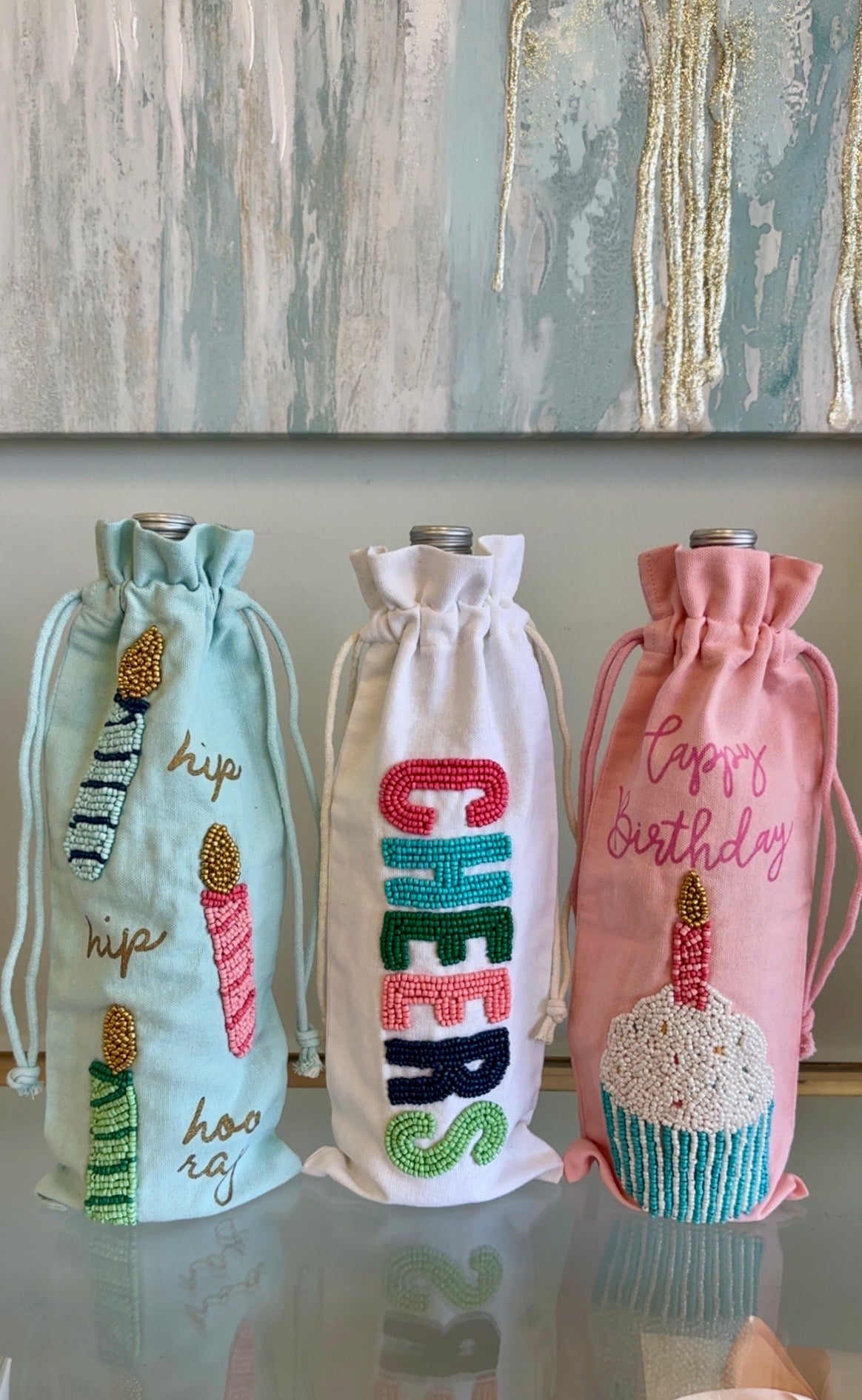 Cheers Beaded Wine Bag
