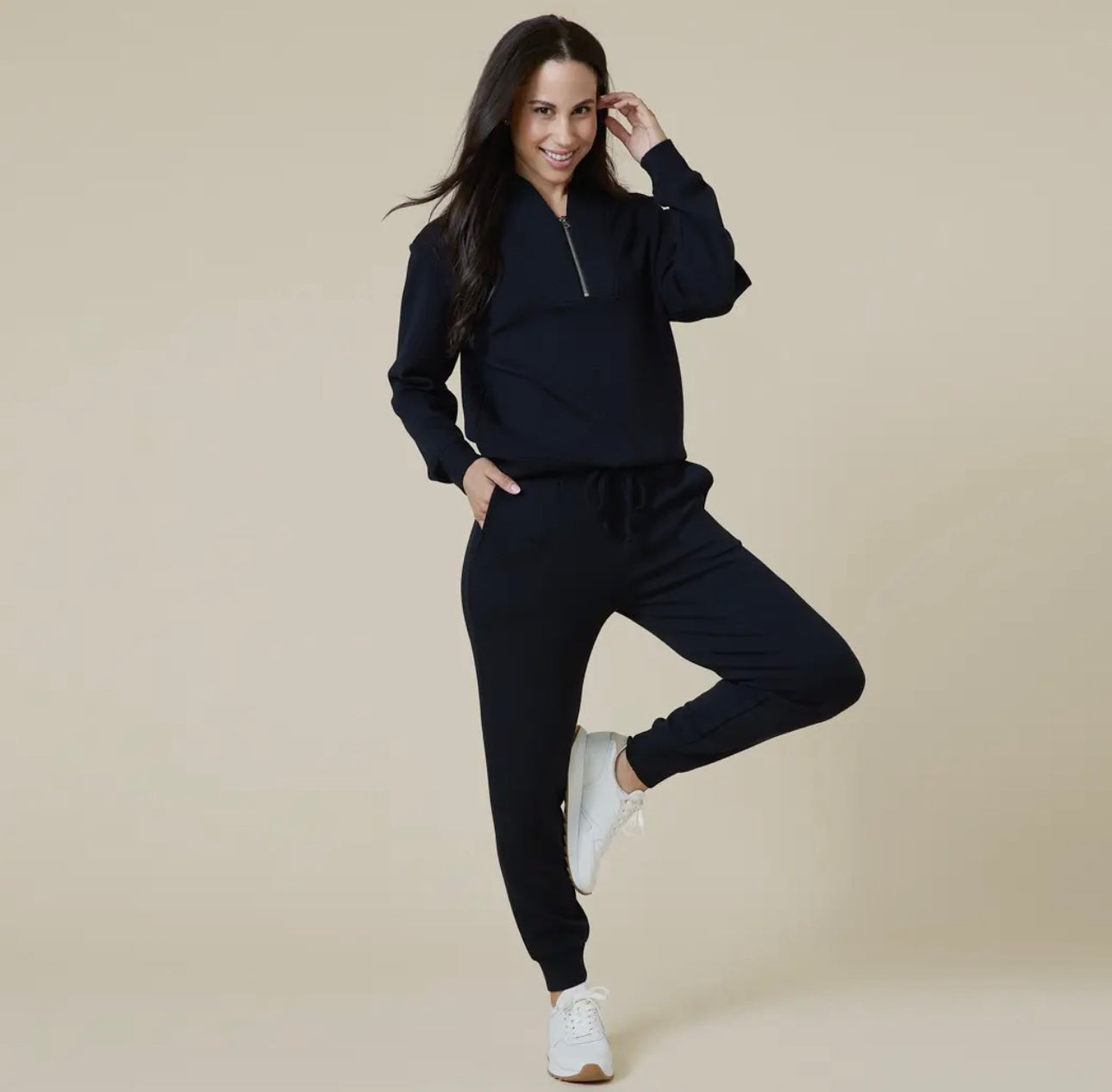 Softies Dreamtech 1/4 Zip Jogger Set - Black