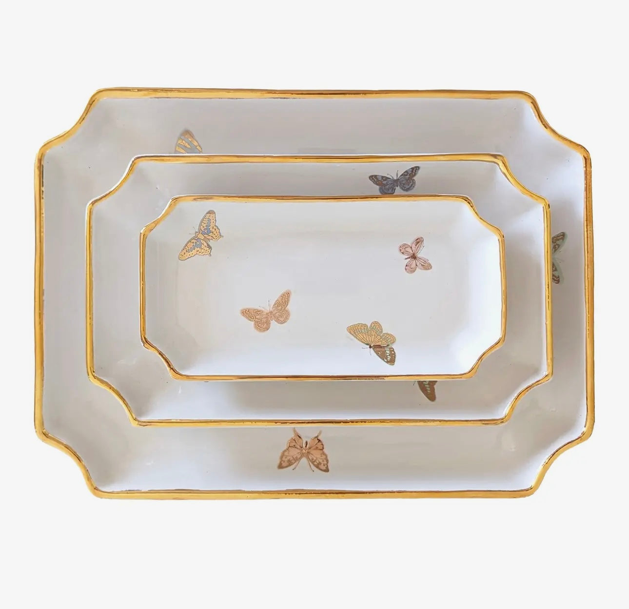 Gilded Butterflies Tray with 22K Gold Accent - Small