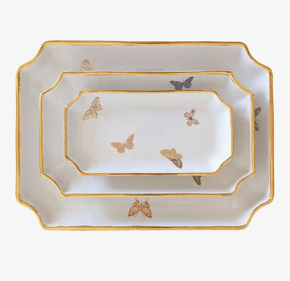 Gilded Butterflies Tray with 22K Gold Accent - Small