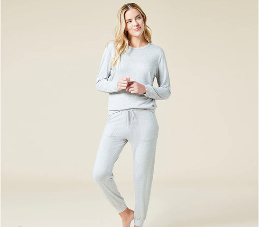 Softies Dream Jersey Crew Neck Lounge Set - Heather Grey