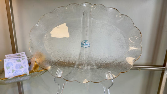Badash Crystal - Gold Leaf Scalloped Edge Platter