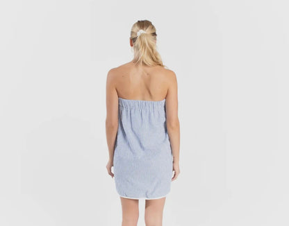 Bella Sleep + Spa - Seersucker Spa Wrap with Headband - Blue