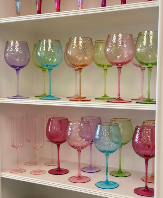 Glitterville Colorful Wine Glasses - Blue