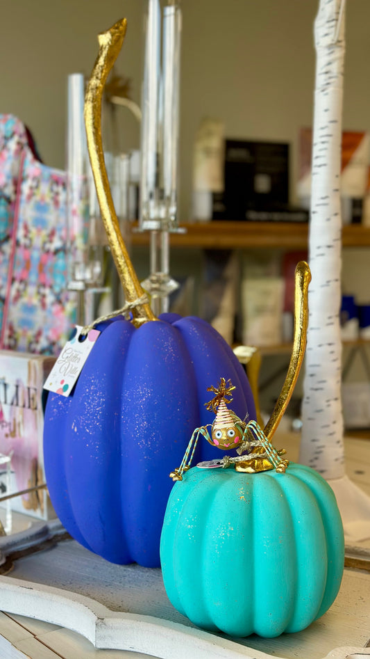 Glitterville Medium Paper Mache Pumpkin - Mint
