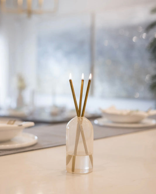 Everlasting Candle Glass Vase - Pampas