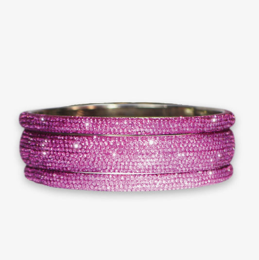 Sundar Bangle Set - Bollywood Hot Pink Crystal