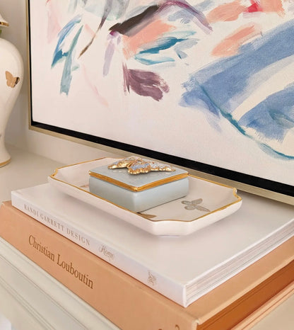 Gilded Butterflies Tray with 22K Gold Accent - Small
