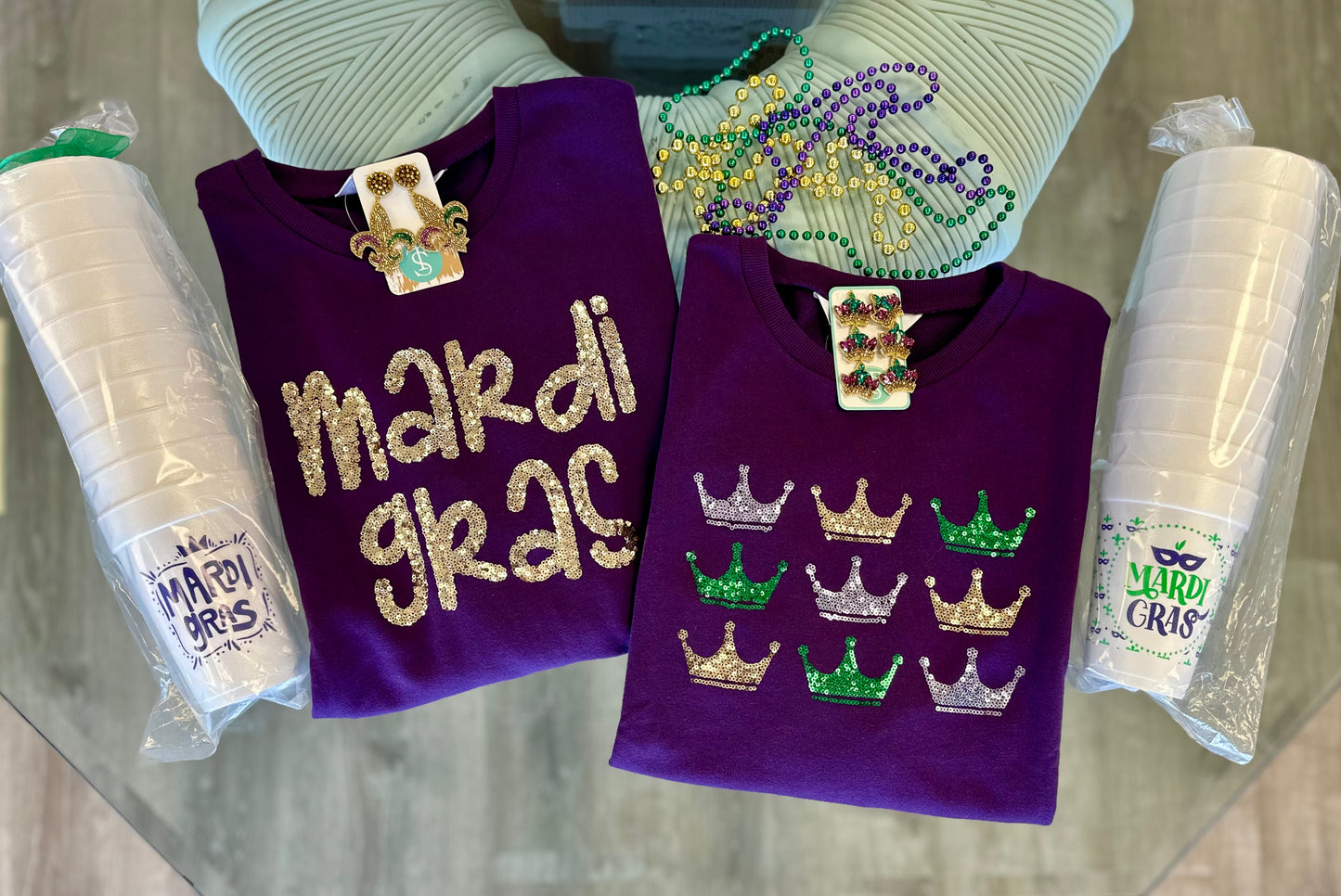 "Mardi Gras" Sequin Sweatshirt
