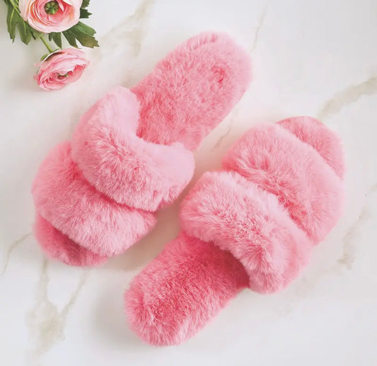 Bella Sleep + Spa - Double Band Slippers - Hot Pink