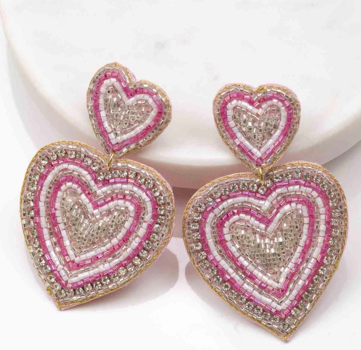 Beaded Heart Earrings