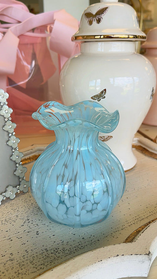 Ruffled Edge Flower Vase - Blue