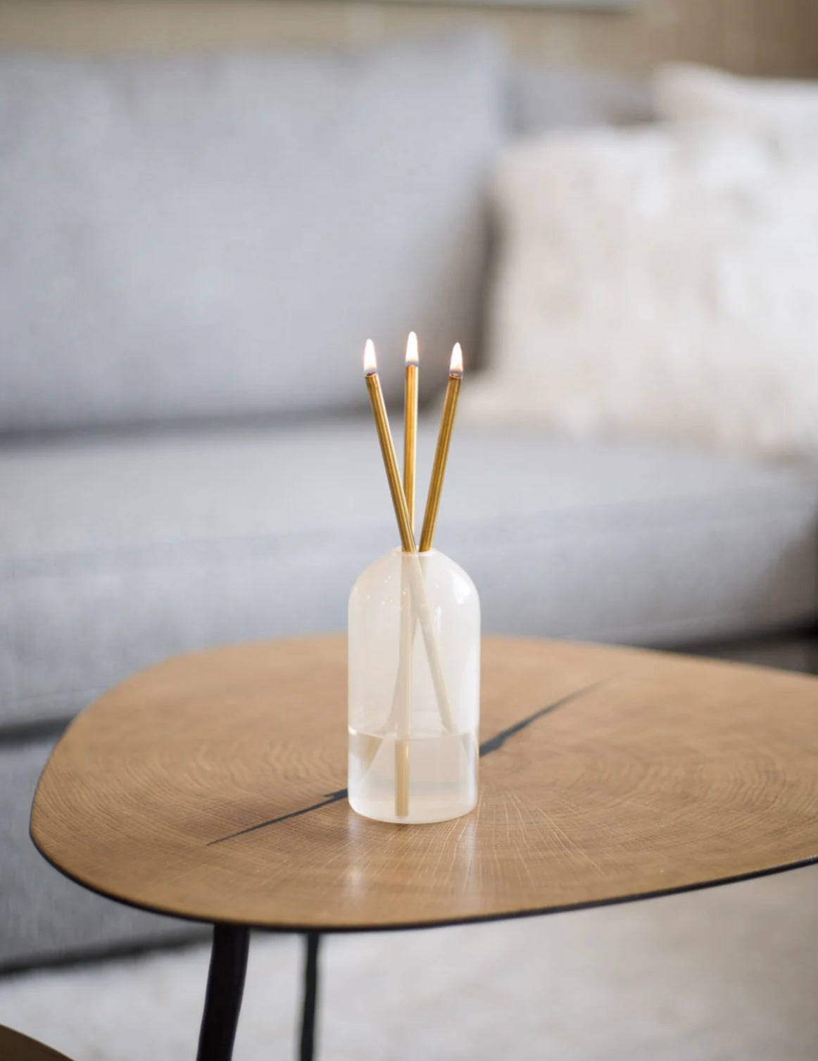 Everlasting Candle Glass Vase - Pampas