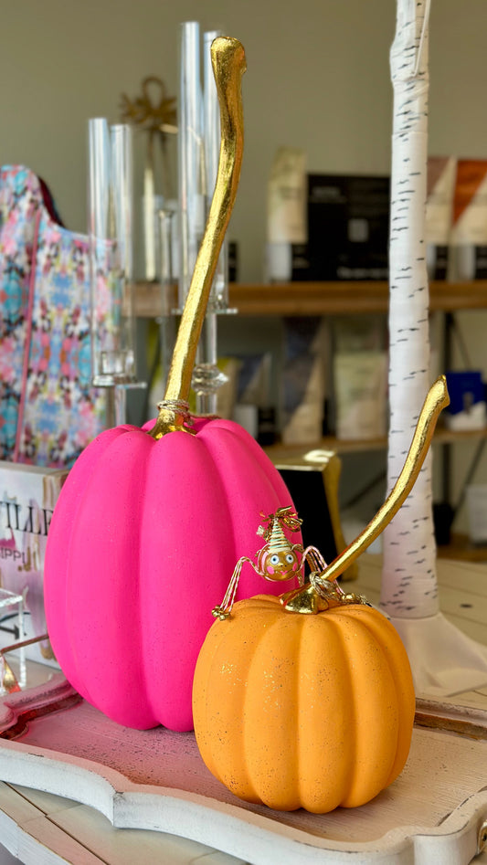 Glitterville Medium Paper Mache Pumpkin - Light Orange
