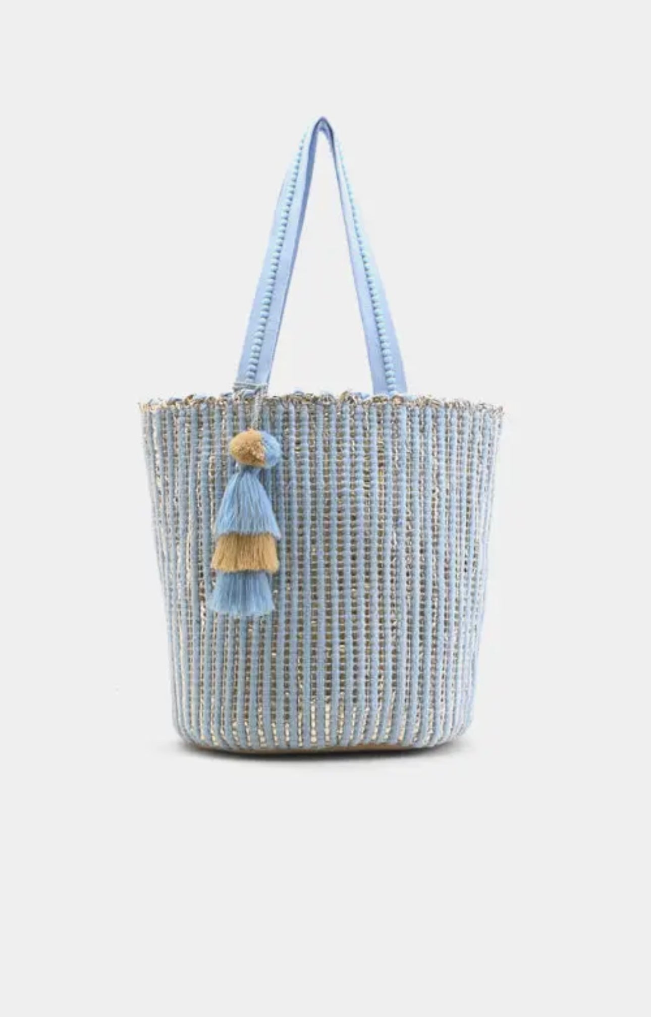 Natural Beauty Upcycled Hand Woven Tote - Light Blue