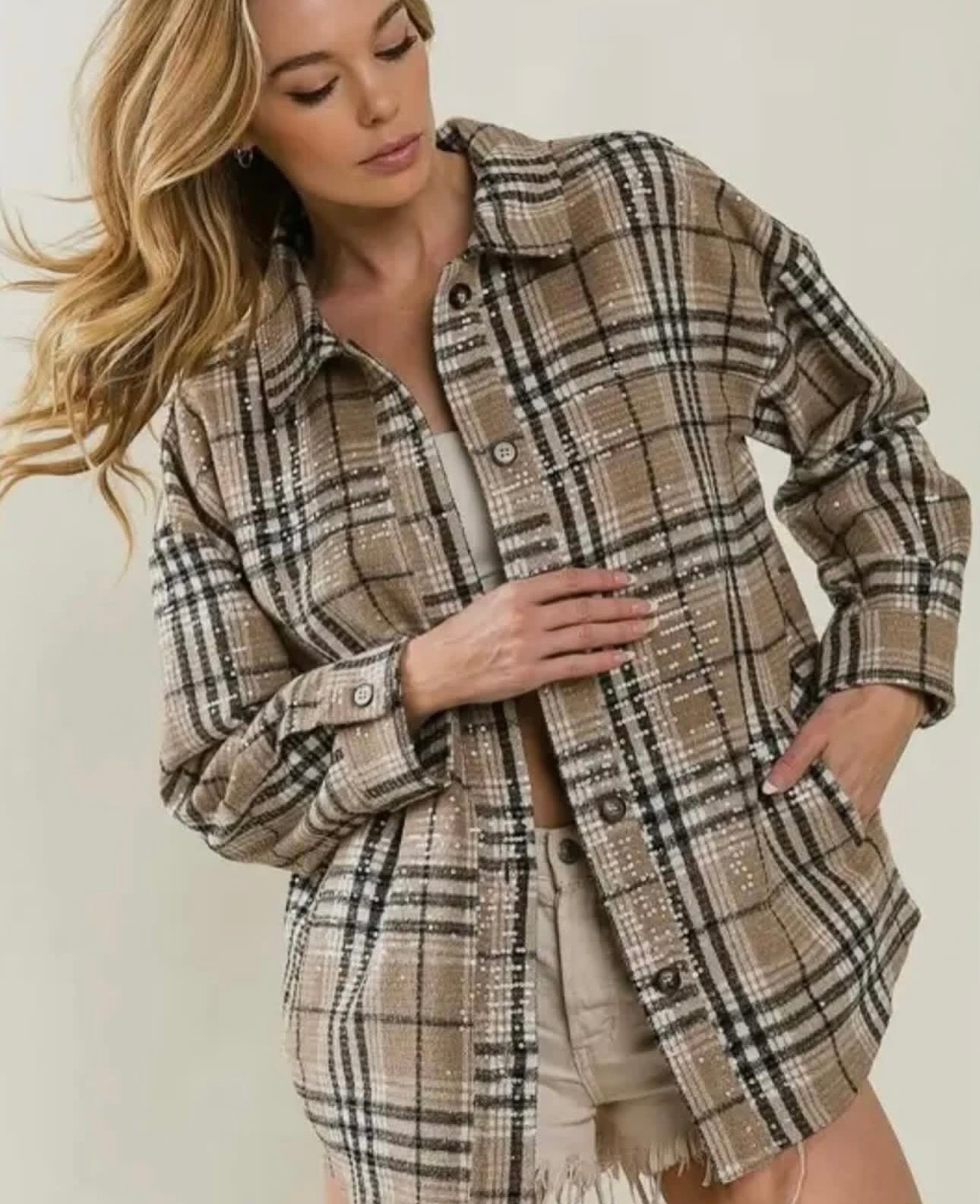 Plaid Sequin Shacket