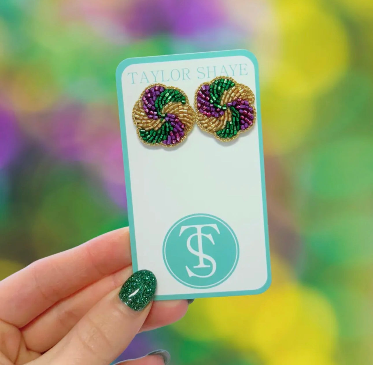 Taylor Shaye Mardi Gras Cake Stud