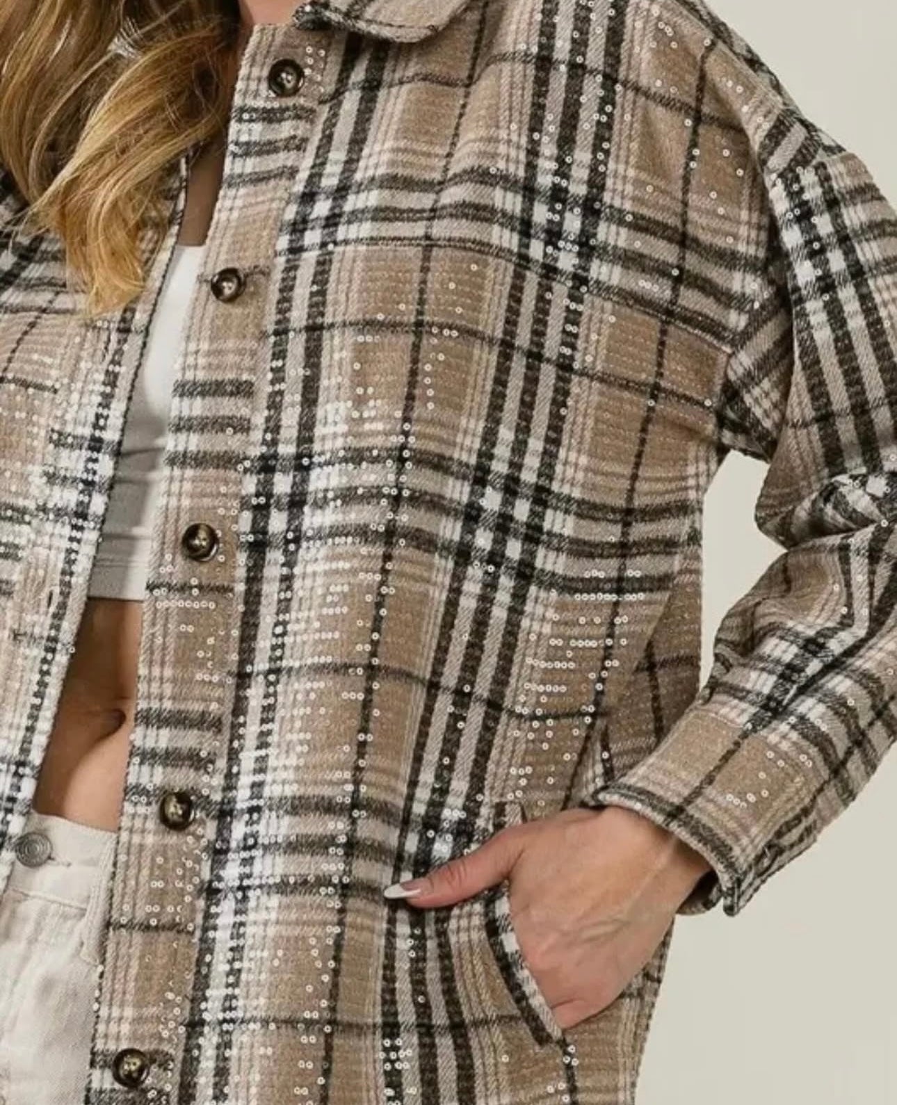 Plaid Sequin Shacket