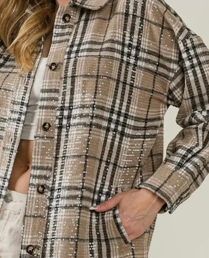 Plaid Sequin Shacket