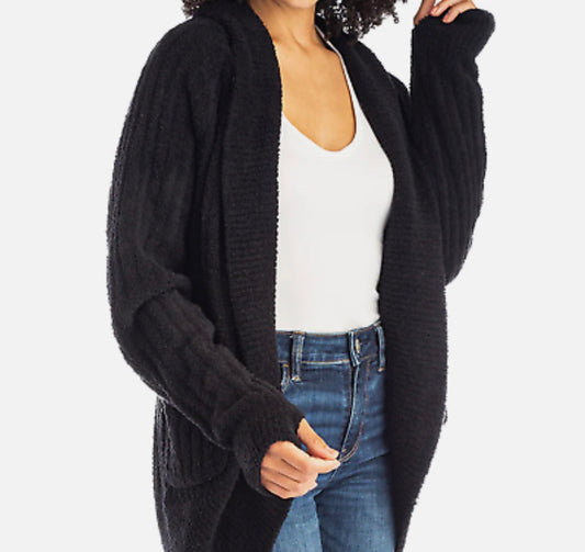 Softies Rib Marshmallow Cocoon Cardigan - Black