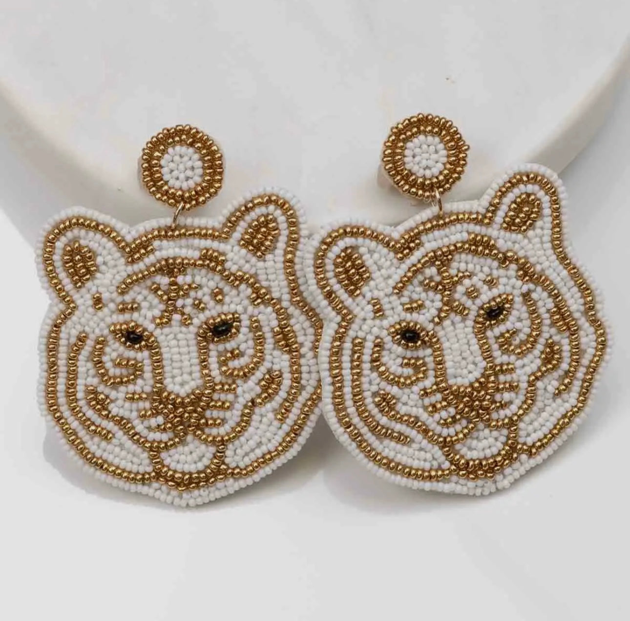The Royal Standard Beaded Tiger Earrings