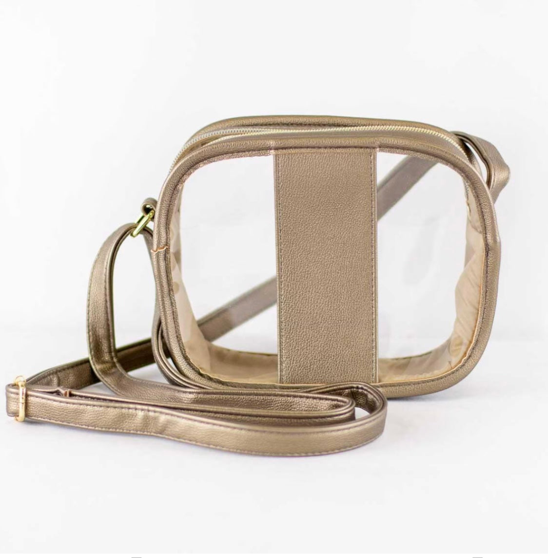 The Royal Standard Emma Clear Crossbody in Light Gold