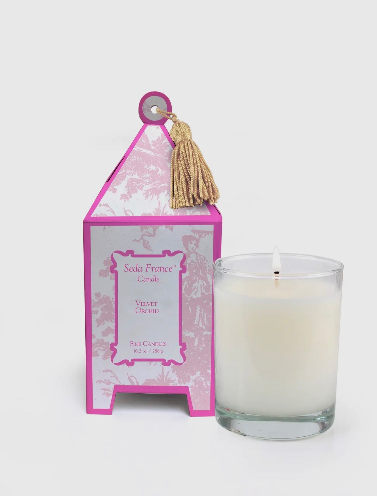 Seda France Classic Toile Pagoda Box Candle - Velvet Orchid