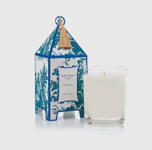 Seda France Classic Toile Pagoda Box Candle - Hyacinth