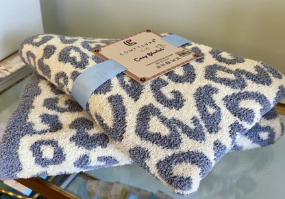 Comfy Luxe Kid's Blue Leopard Blanket