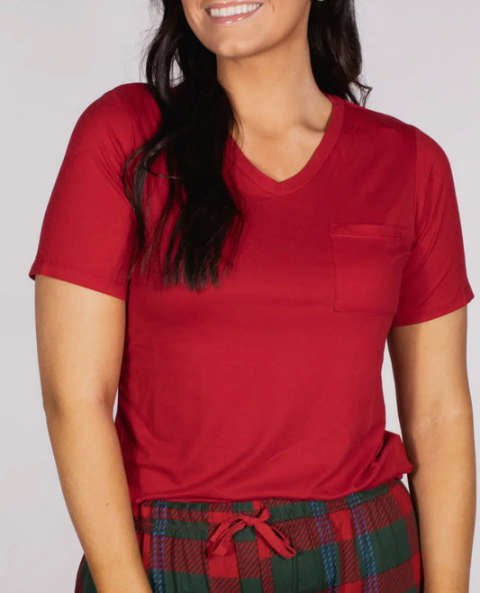 The Royal Standard Highlands V- Neck T-Shirt in Red