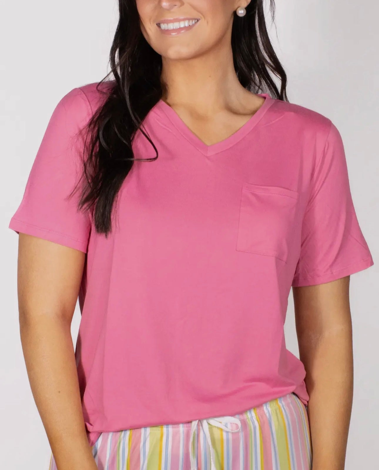 The Royal Standard Highlands V- Neck T-Shirt in Pink